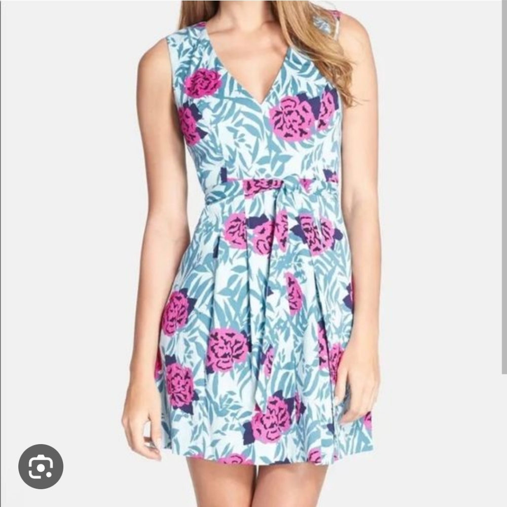 NWOT Tracy Reese Plenty Ashley Sleeveless Dress 4 Flare Pleat V-neck Tie